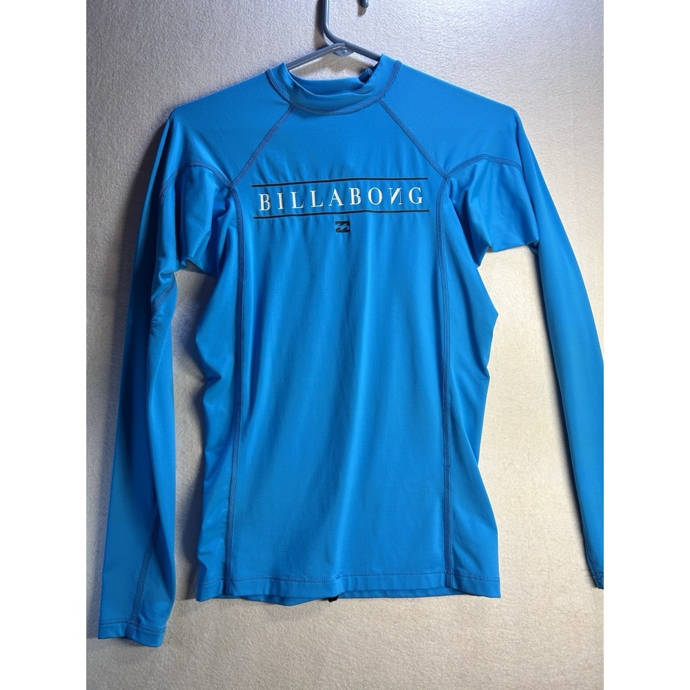 Billabong Built to Submerge Blue Small Long Sleeve Rash Guard Swim Shirt UPF 50+